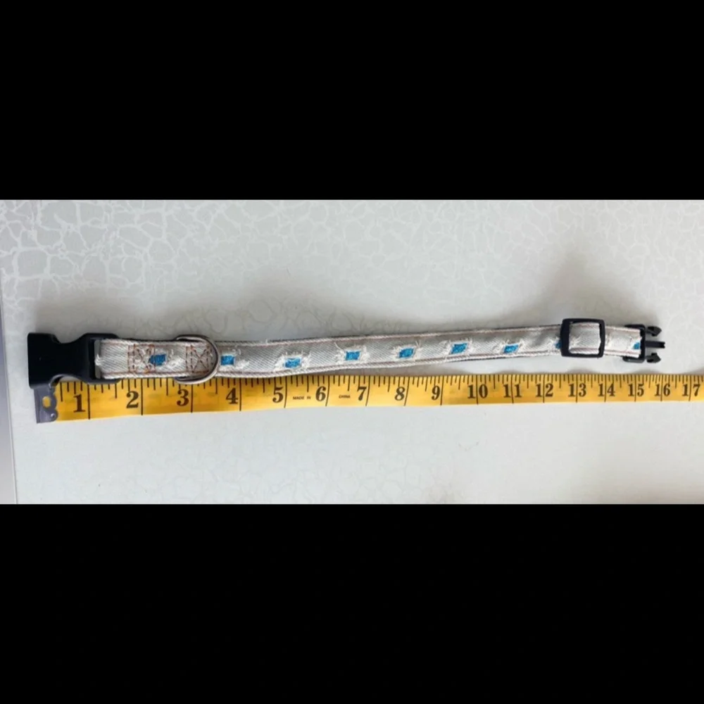 Small Distressed Denim Jean Fabric Dog Collar